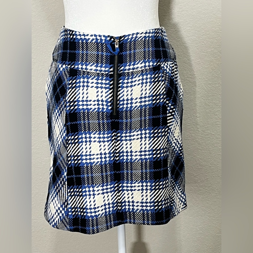 Anthropologie Maeve Blue Plaid Mini Skirt NWT Size 4 - Picture 8 of 15